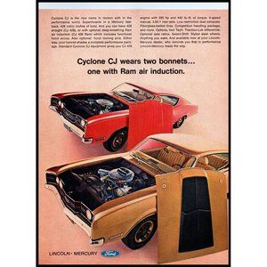 1969 Mercury Cyclone CJ 428 Ram Air Vintage Print Ad Muscle Car Wall Art Decor